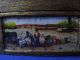 Vintage Bolivian Wood Box With Reverse Glass Painting Insets And Lid Latin American photo 3