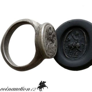Stunning Roman Style Silver Seal Ring 1700 Ad photo