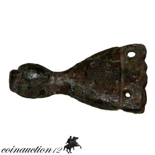 Scarce Anglo Saxon Bronze Bust Belt Strap 900 - 1000 Ad photo