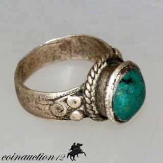 Intact Medieval 1500 - 1600 Ad Silver European Ring With Stone photo