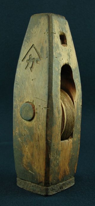 Japanese Vintage: Old Wooden Pulley From Meiji Period 69 photo