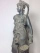 Pair Antique Spelter/bronze Cast Metal Figure Statue Greek Roman Soldier Goddess Metalware photo 9