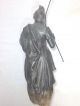 Pair Antique Spelter/bronze Cast Metal Figure Statue Greek Roman Soldier Goddess Metalware photo 5
