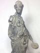 Pair Antique Spelter/bronze Cast Metal Figure Statue Greek Roman Soldier Goddess Metalware photo 6