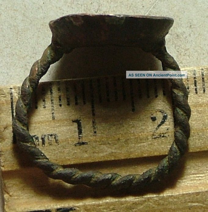 Rare Late Medieval Copper Ring Artifact Intact Size 9 Twisted Band Other Antiquities photo