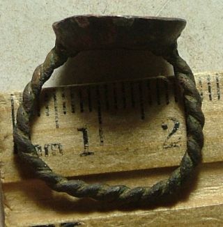 Rare Late Medieval Copper Ring Artifact Intact Size 9 Twisted Band photo