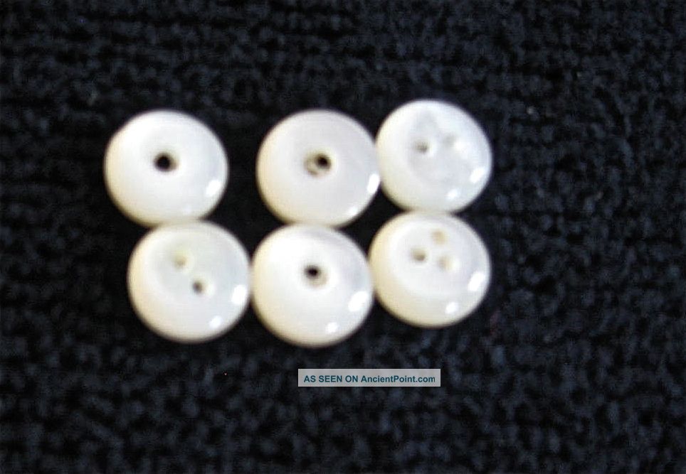 6 Antique Tiny Pearl Whistle Back Baby Dress Buttons 1/4 Inch Buttons photo