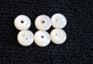 6 Antique Tiny Pearl Whistle Back Baby Dress Buttons 1/4 Inch photo