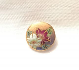 Vintage Japanese Satsuma Floral Ceramic Button Hand Painted W/ Gold Accents ¾’’ photo
