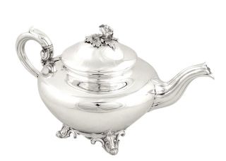 Antique Victorian Sterling Silver Teapot - 1843 photo