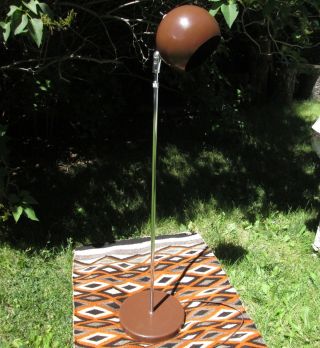 Vtg Mid Century Modern Eyeball Orbital Floor Lamp Brown Enamel Height Adjustable photo