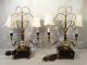 (2) Antique French Art Nouveau Etched Glass Winged Fairy Old Regency Sconce Lamp Lamps photo 9