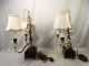 (2) Antique French Art Nouveau Etched Glass Winged Fairy Old Regency Sconce Lamp Lamps photo 11