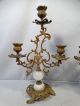 (2) Antique Art Nouveau Floral Onyx & Brass Old Rococo Candle Holder Candelabra Metalware photo 1