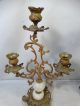 (2) Antique Art Nouveau Floral Onyx & Brass Old Rococo Candle Holder Candelabra Metalware photo 5