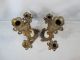 (2) Antique Art Nouveau Floral Onyx & Brass Old Rococo Candle Holder Candelabra Metalware photo 7