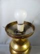 Antique Art Nouveau Era Brass Repousse Torch Painted Flower Glass Banquet Lamp Lamps photo 10