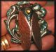 Cicada Bug Sitting On 4 Leaf Clover Hand Painted Enamel Brass Studio Button Buttons photo 2
