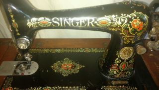 Serviced Antique 1911 Singer 66 - 4 Red Eye Treadle Sewing Machine Great photo