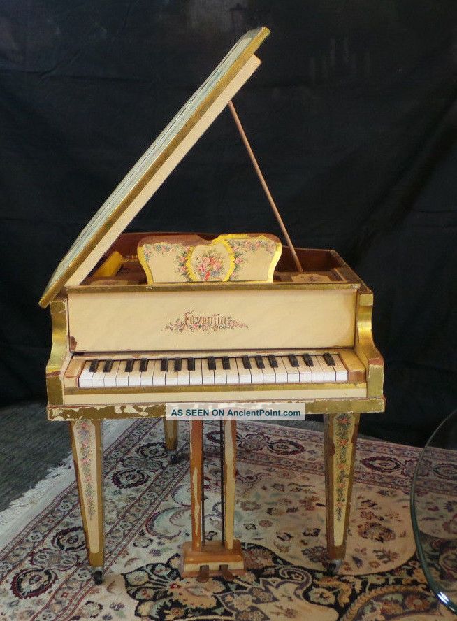 Antique Faventia Mini Baby Grand Hand Painted Piano Made In Spain Keyboard photo