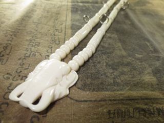 Magic Ivoly White Necklace With Head Elephant For Amulets 5 Hooks 34 Cm.  Length photo