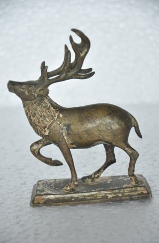 Old Brass 1930 ' S Handcrafted Antelope / Deer Figurine,  Patina photo