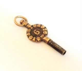 Antique Pocket Watch Key Size 6 Decorative Brass/steel Winder (j) Ornate Swivel photo