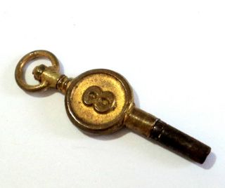Antique Pocket Watch Key Size 8 Decorative Brass/steel Winder (n) photo