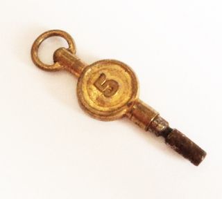 Antique Pocket Watch Key Size 5 Decorative Brass/steel Winder (o) photo