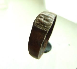 Ancient Bronze Ring With Lion Image (149) photo