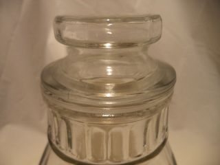 Vintage Apothecary Jar Finial Lid Clear Glass Drug Store Bottle 9 1/2 