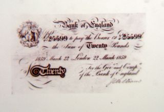 Early Microphotograph Microscope Slide Of A £20 Note Dated 1859 photo