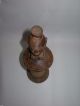 Vintage Antique Tribal Cylinder Vessel Carved Figural Lid Scrimshaw Style Art Pacific Islands & Oceania photo 7