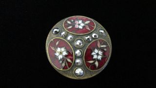 Exquisite Scarce Trefoil Pattern Champleve Flower Button Cranberry Placquettes photo