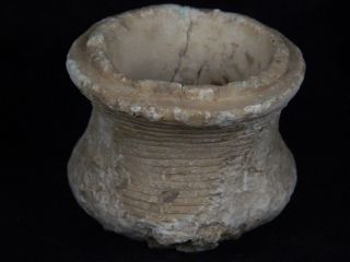 Ancient White Marble Pot Bactrian 300 Bc Stn15130 photo