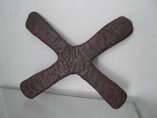 Old Antique African Katanga Tribe Copper Metal Cross Currency Money Congo Manill photo
