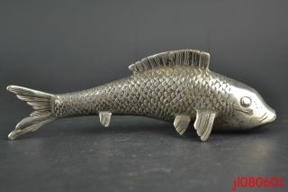 Collectible China Style Old Tibet Silver Fish Symbol Lucky Statue Decor Noble photo