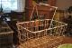 Antique Extra Large Iron Metal Basket With Carrying Handles Early White Paint Gr Primitives photo 2