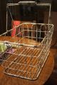 Antique Extra Large Iron Metal Basket With Carrying Handles Early White Paint Gr Primitives photo 4