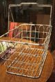 Antique Extra Large Iron Metal Basket With Carrying Handles Early White Paint Gr Primitives photo 5