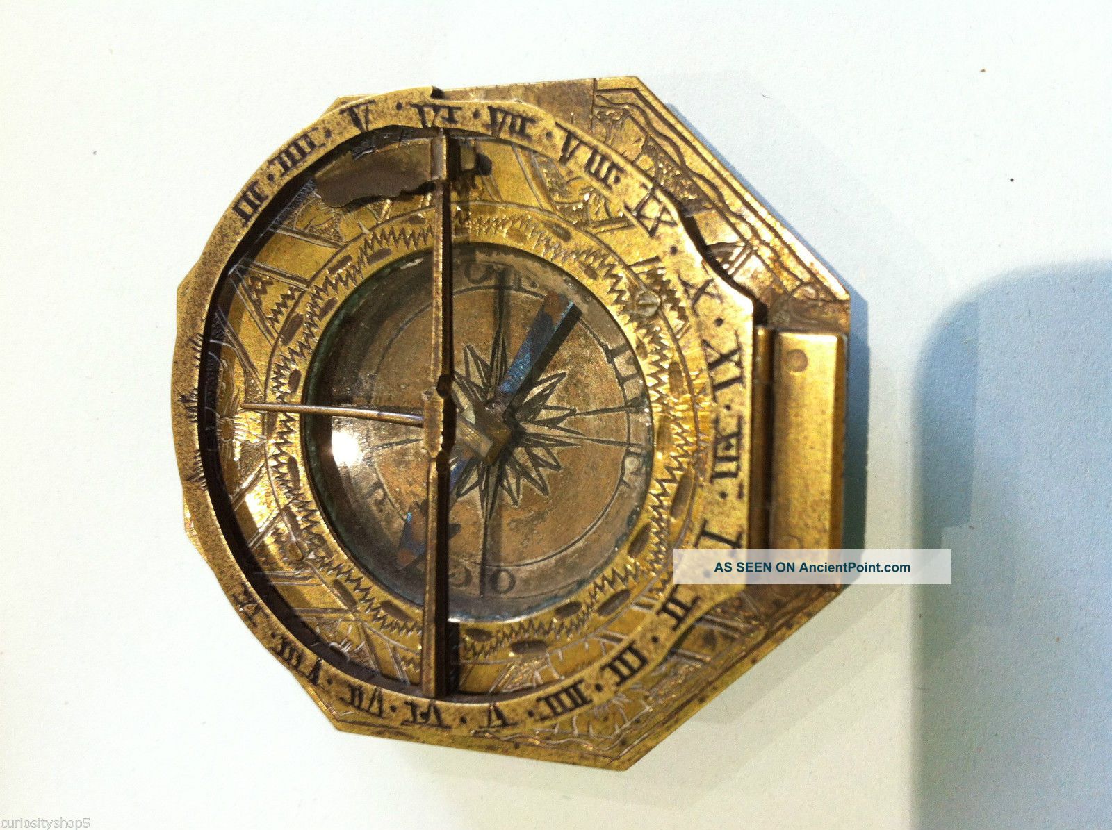 Antique 18th Compass Augsburg Equinoctial Sundial Navy Ship Scientific Equipment Other Antique Science Equip photo