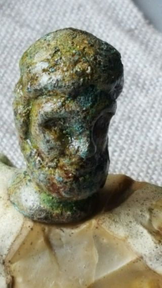Roman Bronze Small Head.  Depicting Head Of Emperor.  Antoninius Pius photo
