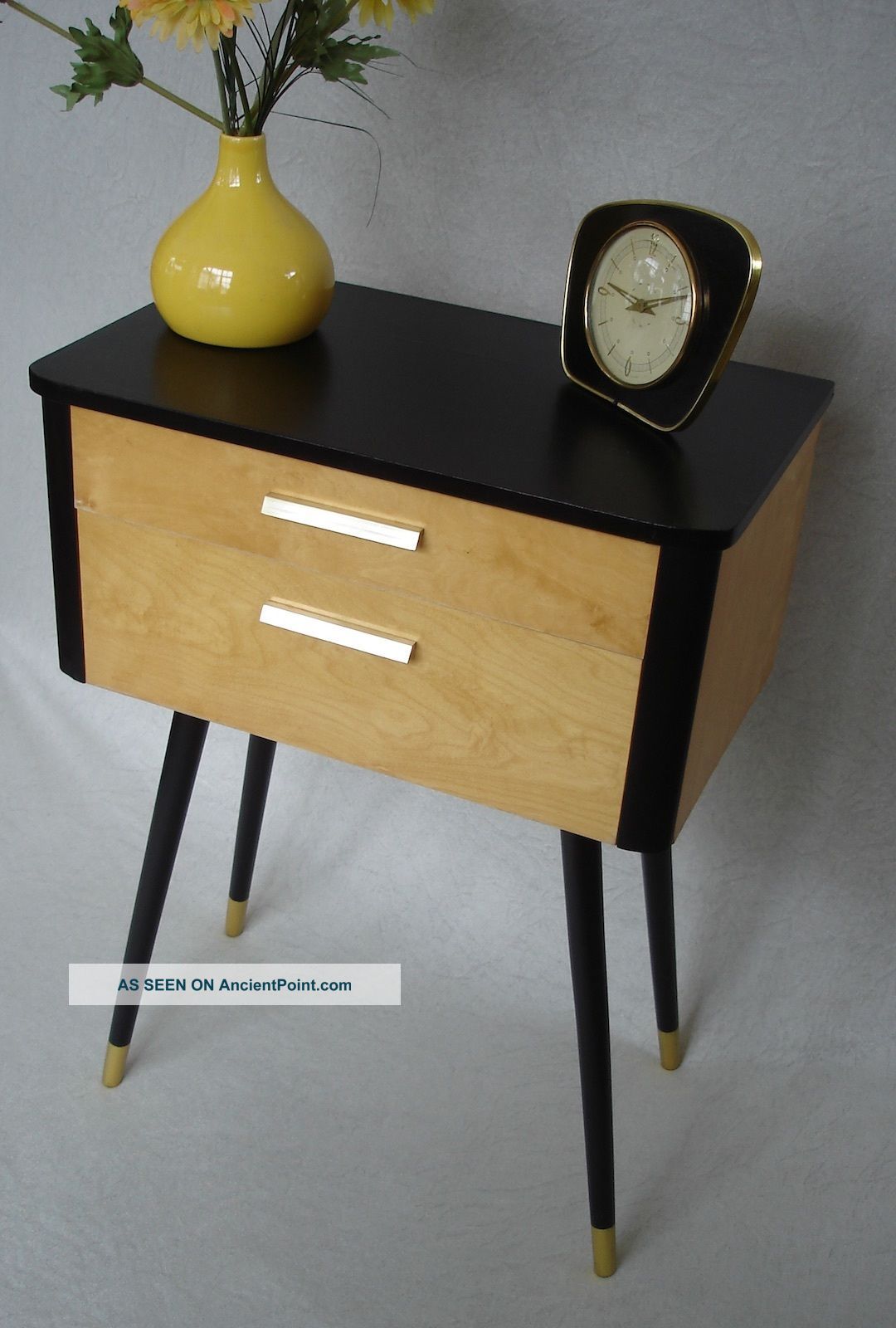 50s 60s Entryway Cabinet,  Side Table,  Beech Wood & Black,  Mid Century,  Germany Mid-Century Modernism photo