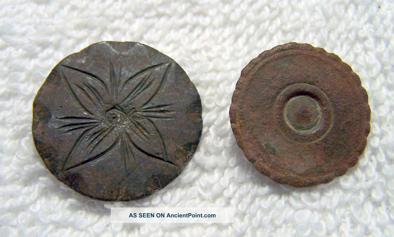(2) Antique Brass Alloy Colonial Coat Button Cut & Chase Flower Design 7/8 