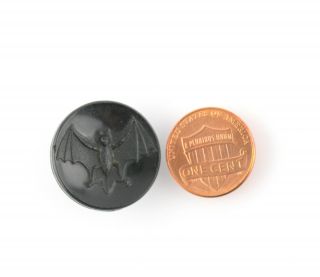 Antique Victorian Molded Black Glass Spread Wing Bat Button Medium Size 7/8 