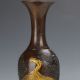 Old Peiking (18 19th) Brass Handwork Phoenix Motif W Qianlong Mark Vase C437 Vases photo 5