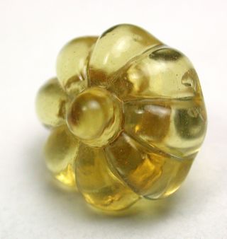 Antique Glass Charmstring Button Honey Color Candy Mold - Swirl Back 3/8 