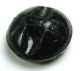 Antique Black Glass Button W/ Hand Painted Holly Leaves & Berries - 5/8 