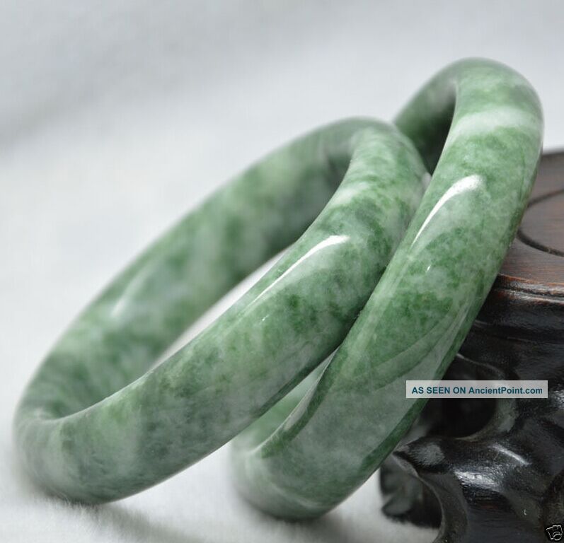 Chinese Hand - Carved Pure Natural Jade Bracelet Size 58 - 62mm Bracelets photo
