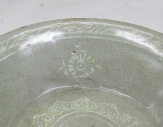 G715: Real Old Korean Goryeo Dynasty Blue Porcelain Ware Plate With Inlay Work photo